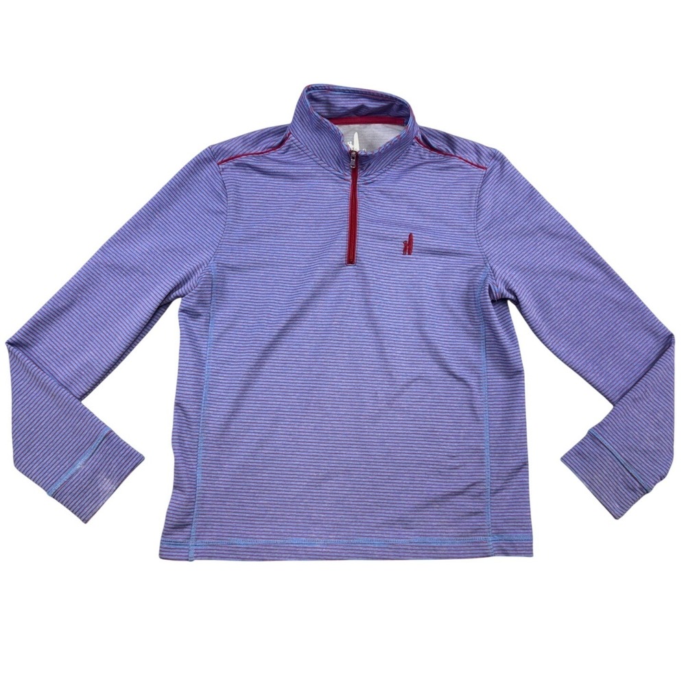 Johnnie-O Boys Purple Red Micro Stripe Quarter Zip Pullover Size 12